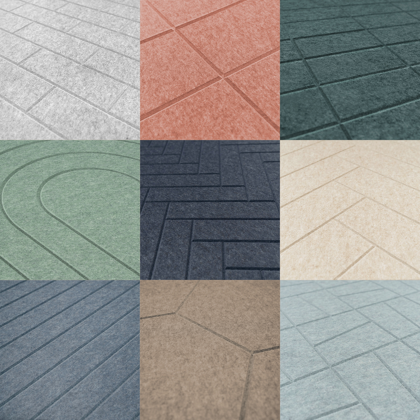 PET-vilt viltpanelen - V-groef patronen - detailfoto structuur - vilt wandpanelen